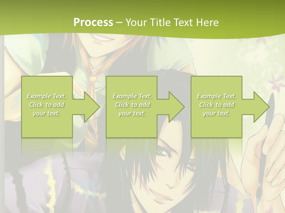 A Couple Of Anime Characters Sitting Next To Each Other PowerPoint Template