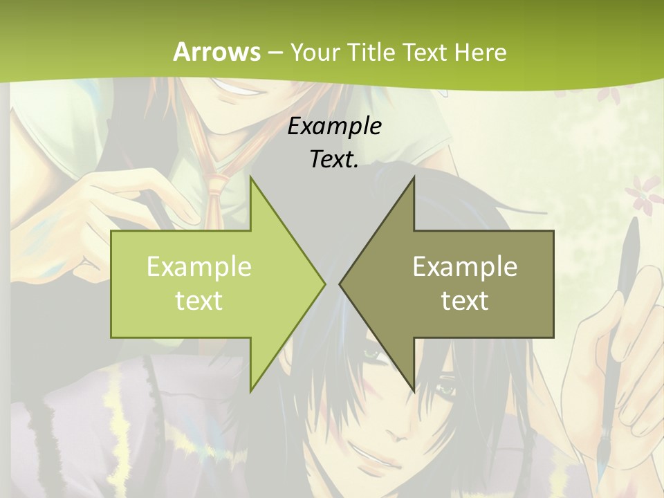 A Couple Of Anime Characters Sitting Next To Each Other PowerPoint Template