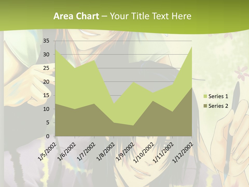 A Couple Of Anime Characters Sitting Next To Each Other PowerPoint Template
