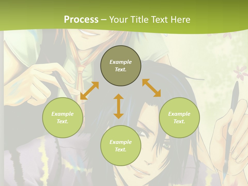 A Couple Of Anime Characters Sitting Next To Each Other PowerPoint Template