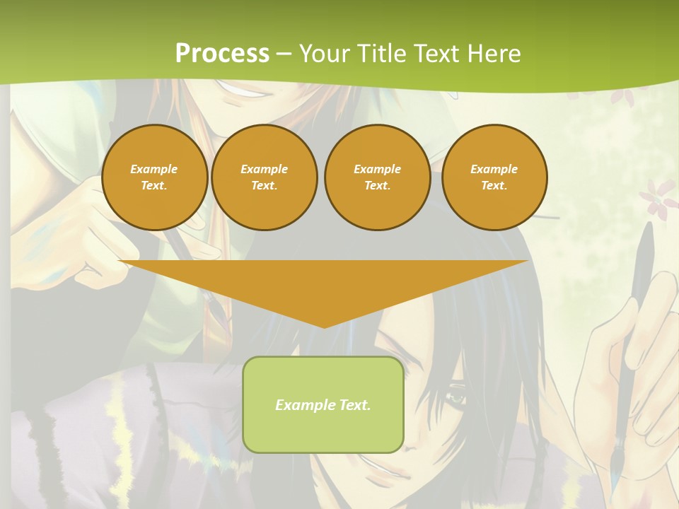 A Couple Of Anime Characters Sitting Next To Each Other PowerPoint Template