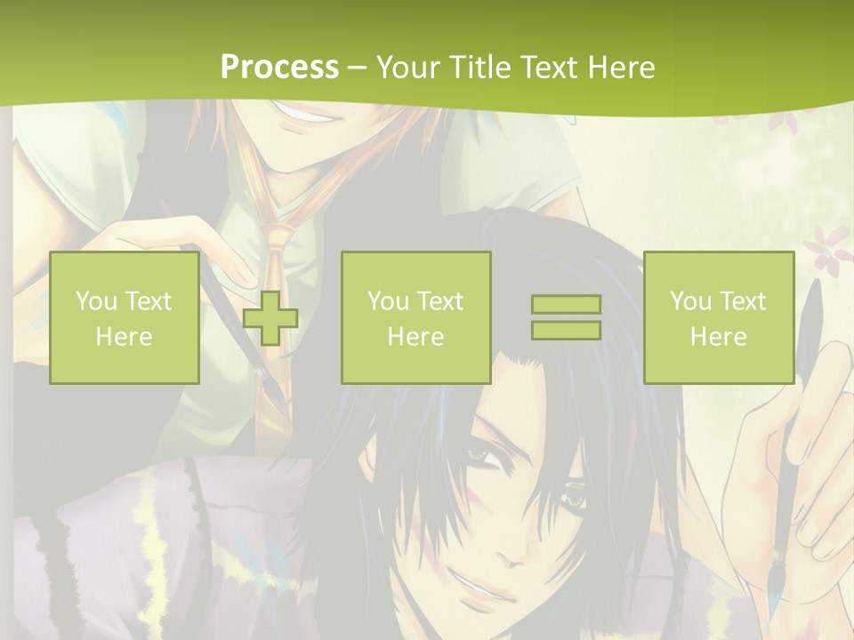 A Couple Of Anime Characters Sitting Next To Each Other PowerPoint Template