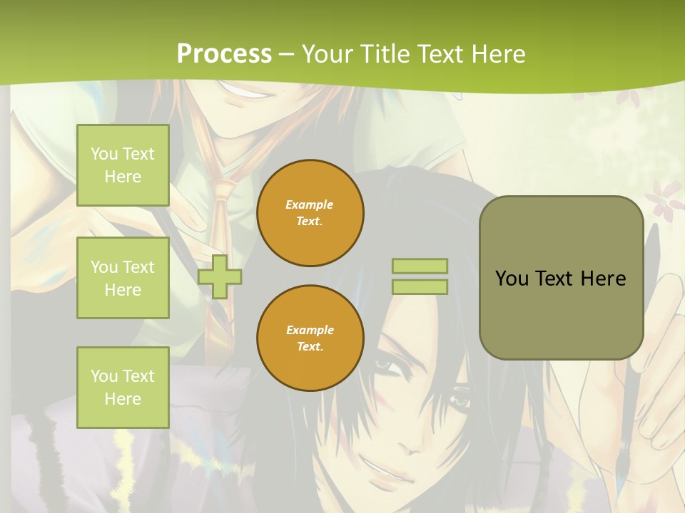 A Couple Of Anime Characters Sitting Next To Each Other PowerPoint Template