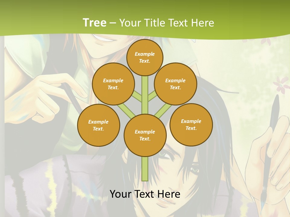 A Couple Of Anime Characters Sitting Next To Each Other PowerPoint Template