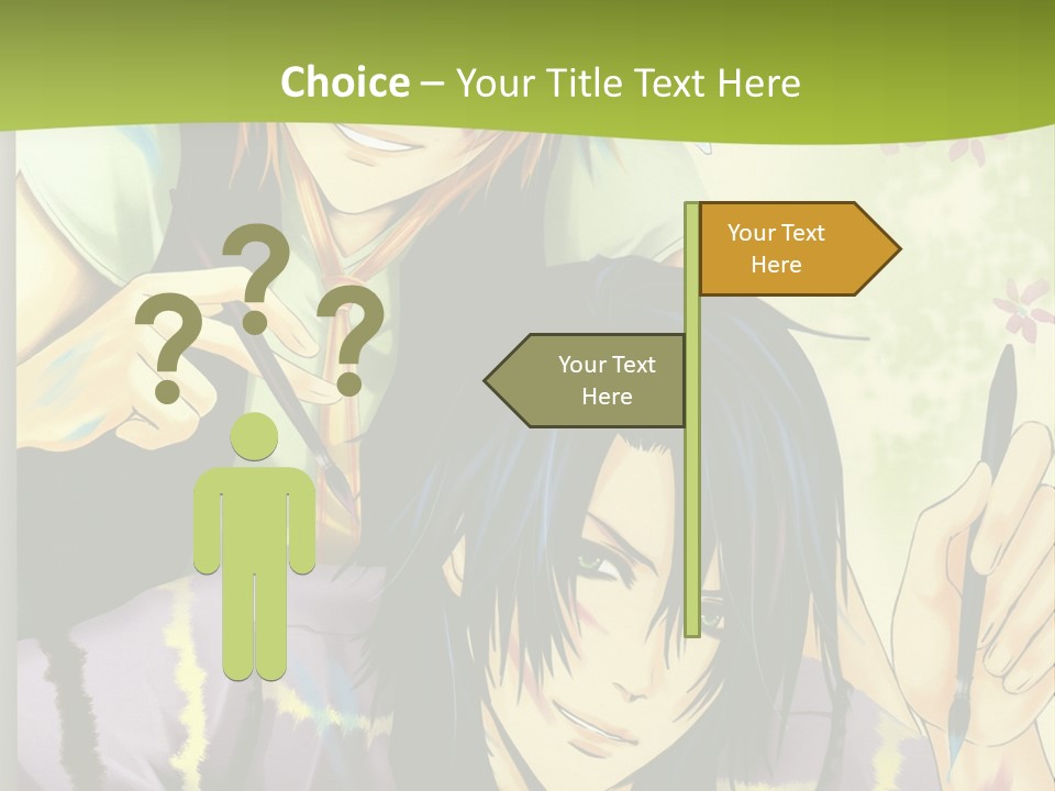 A Couple Of Anime Characters Sitting Next To Each Other PowerPoint Template