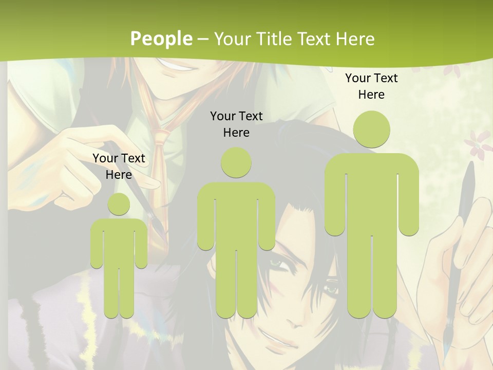 A Couple Of Anime Characters Sitting Next To Each Other PowerPoint Template
