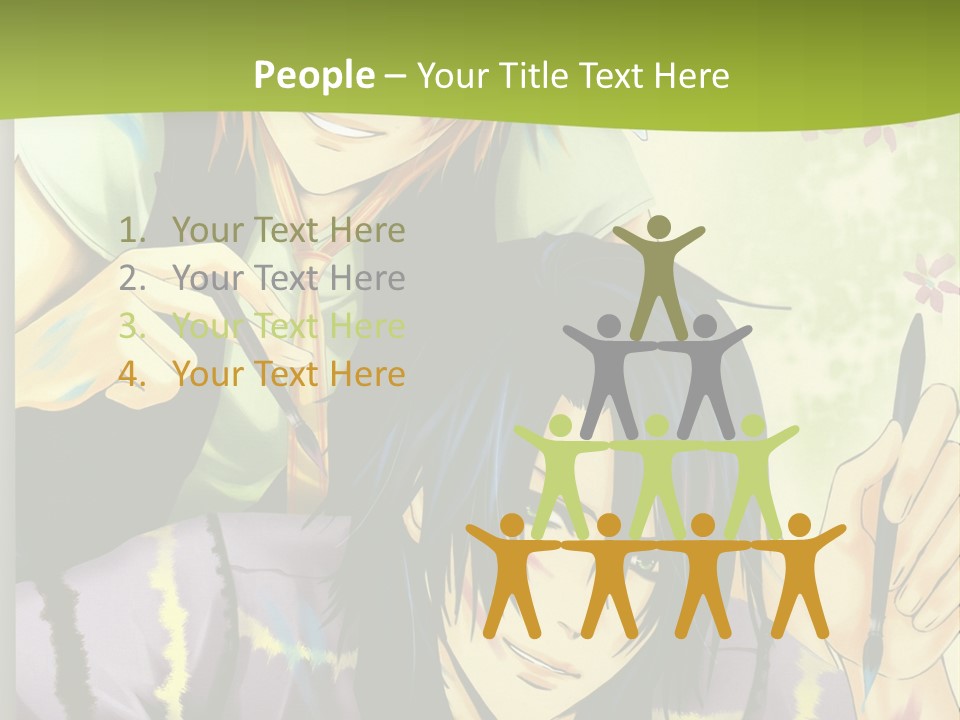 A Couple Of Anime Characters Sitting Next To Each Other PowerPoint Template
