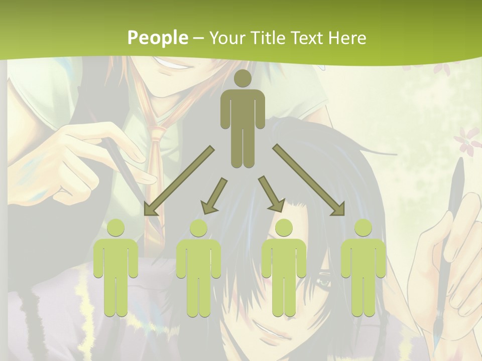 A Couple Of Anime Characters Sitting Next To Each Other PowerPoint Template