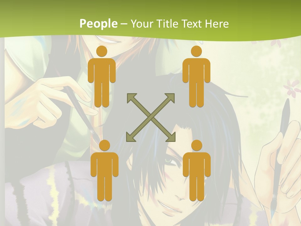 A Couple Of Anime Characters Sitting Next To Each Other PowerPoint Template