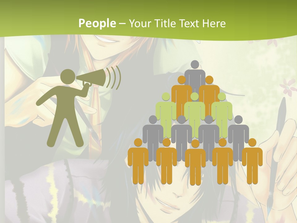 A Couple Of Anime Characters Sitting Next To Each Other PowerPoint Template