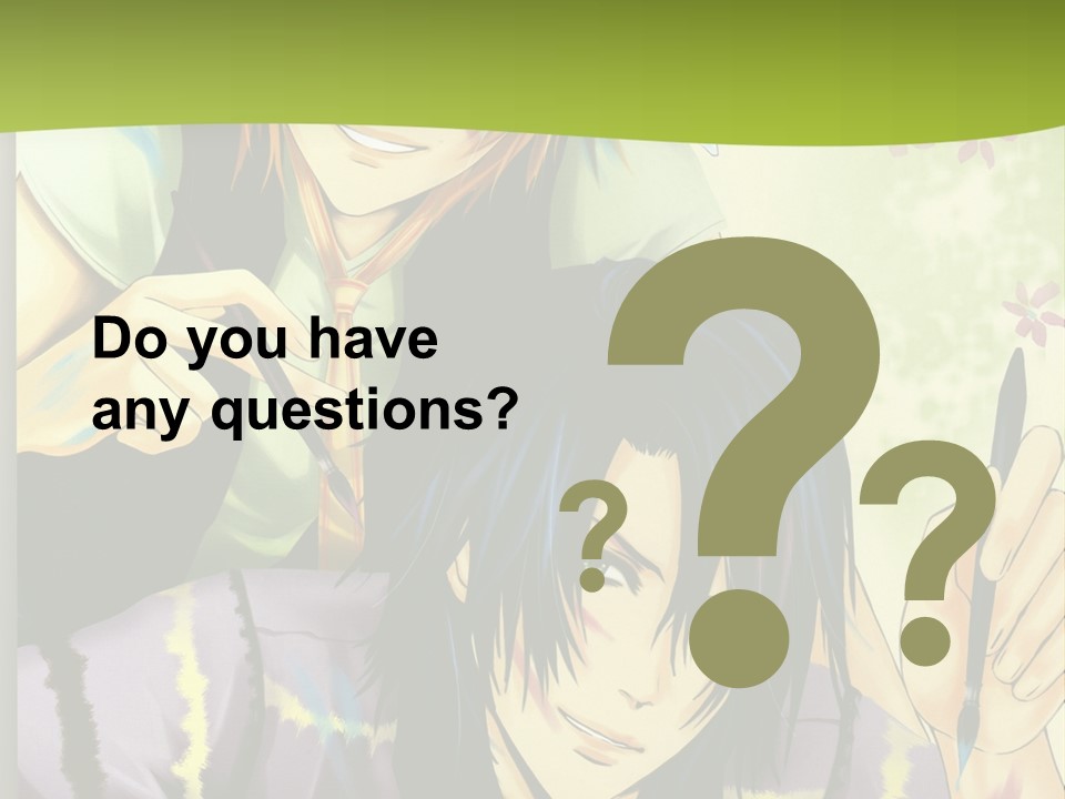 A Couple Of Anime Characters Sitting Next To Each Other PowerPoint Template