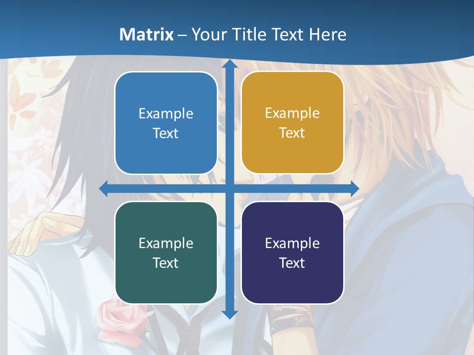 A Couple Of Anime Characters Kissing In Front Of A Blue Background PowerPoint Template