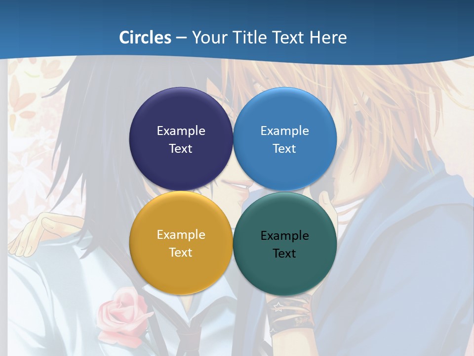 A Couple Of Anime Characters Kissing In Front Of A Blue Background PowerPoint Template