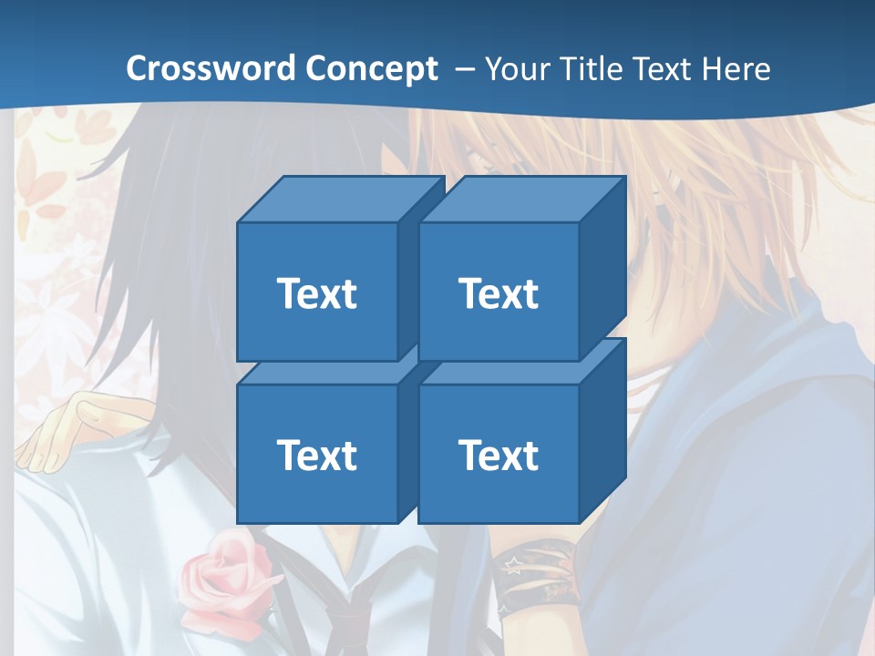 A Couple Of Anime Characters Kissing In Front Of A Blue Background PowerPoint Template