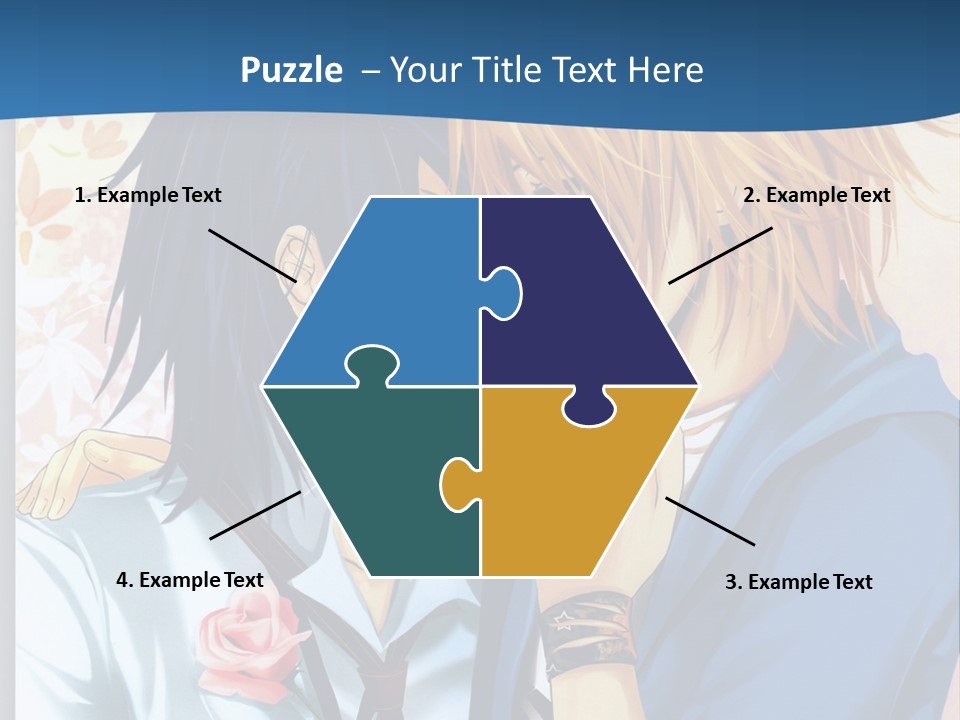A Couple Of Anime Characters Kissing In Front Of A Blue Background PowerPoint Template