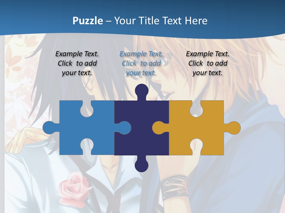 A Couple Of Anime Characters Kissing In Front Of A Blue Background PowerPoint Template
