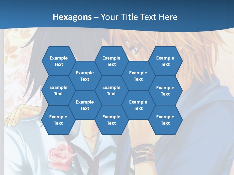 A Couple Of Anime Characters Kissing In Front Of A Blue Background PowerPoint Template