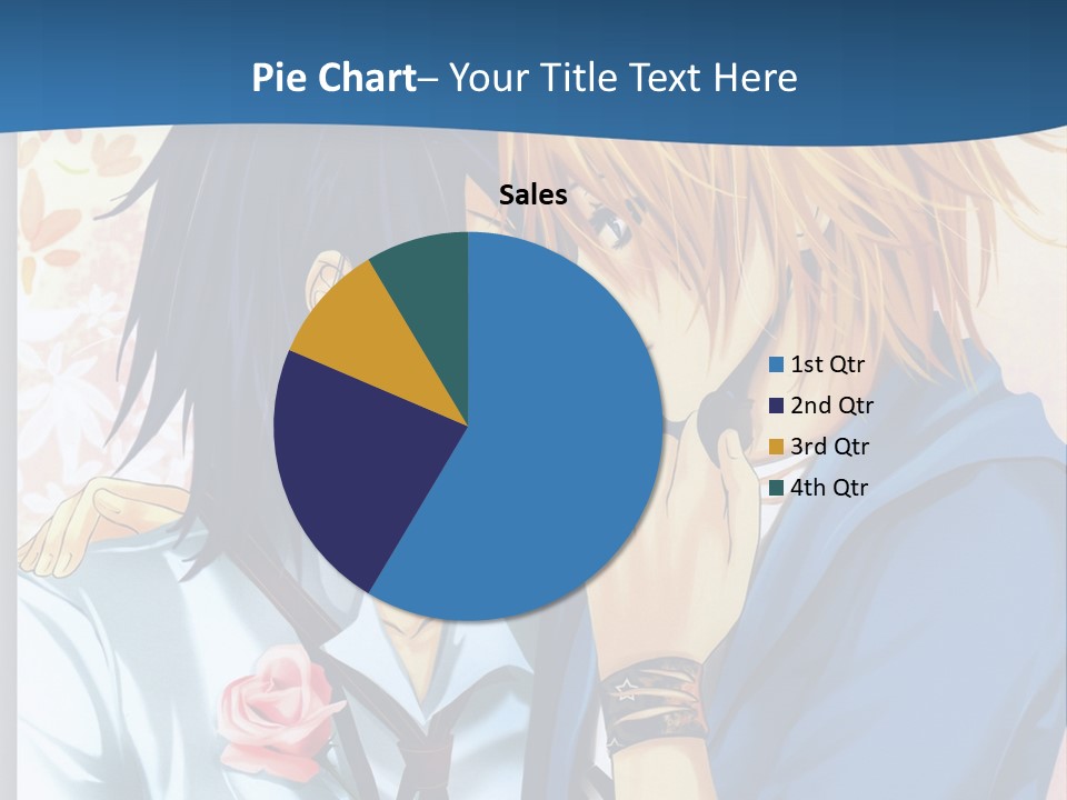 A Couple Of Anime Characters Kissing In Front Of A Blue Background PowerPoint Template