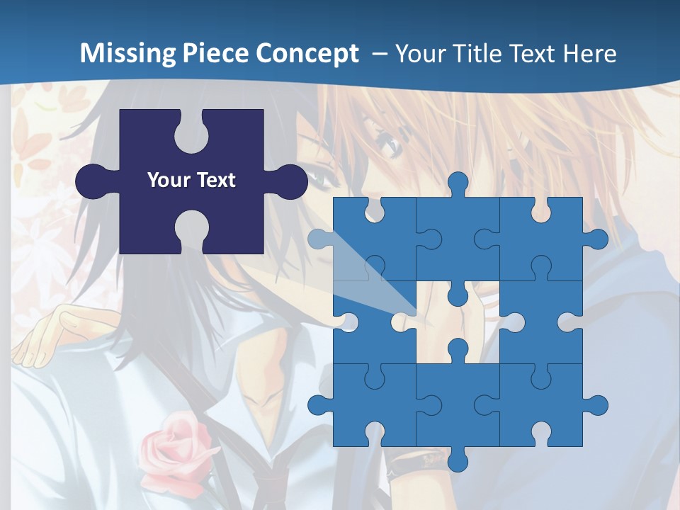 A Couple Of Anime Characters Kissing In Front Of A Blue Background PowerPoint Template