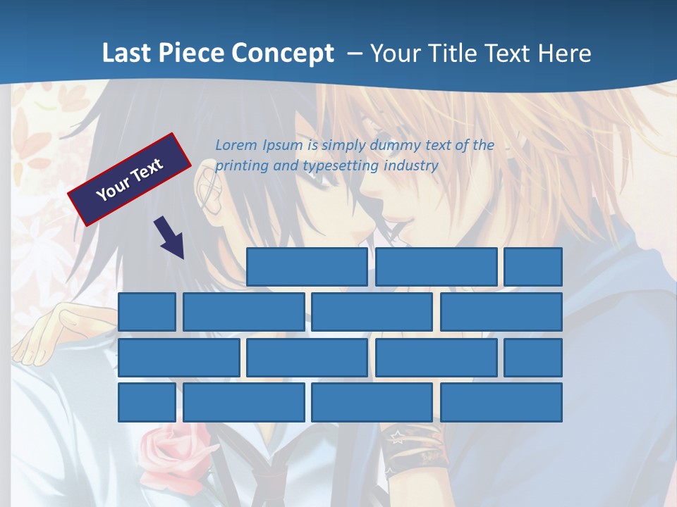 A Couple Of Anime Characters Kissing In Front Of A Blue Background PowerPoint Template
