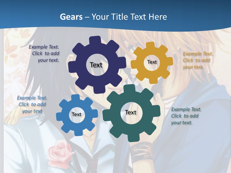 A Couple Of Anime Characters Kissing In Front Of A Blue Background PowerPoint Template