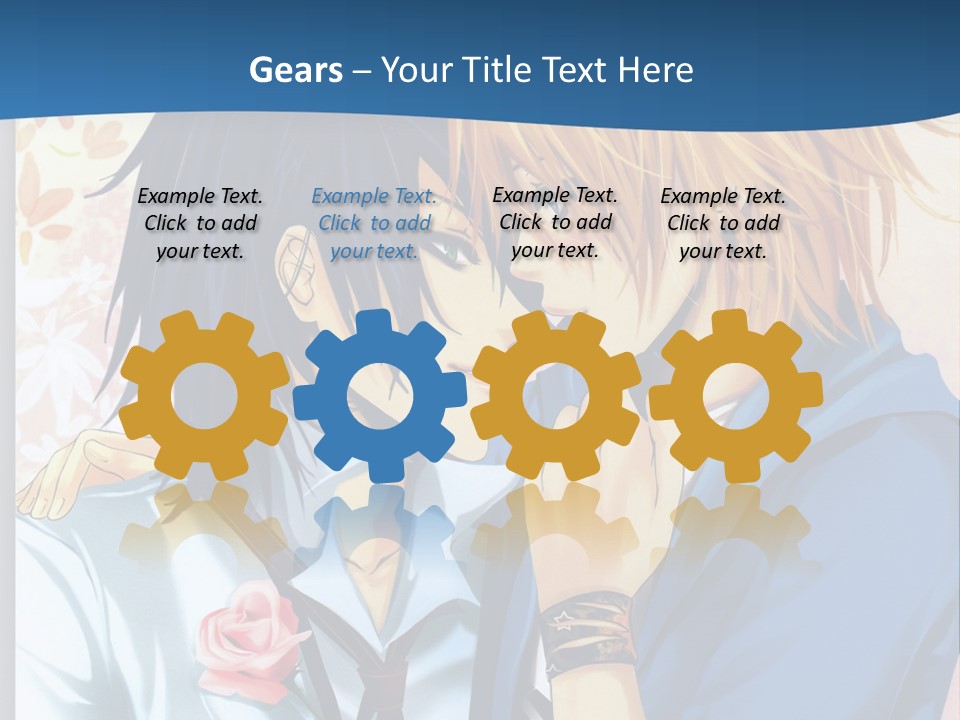 A Couple Of Anime Characters Kissing In Front Of A Blue Background PowerPoint Template