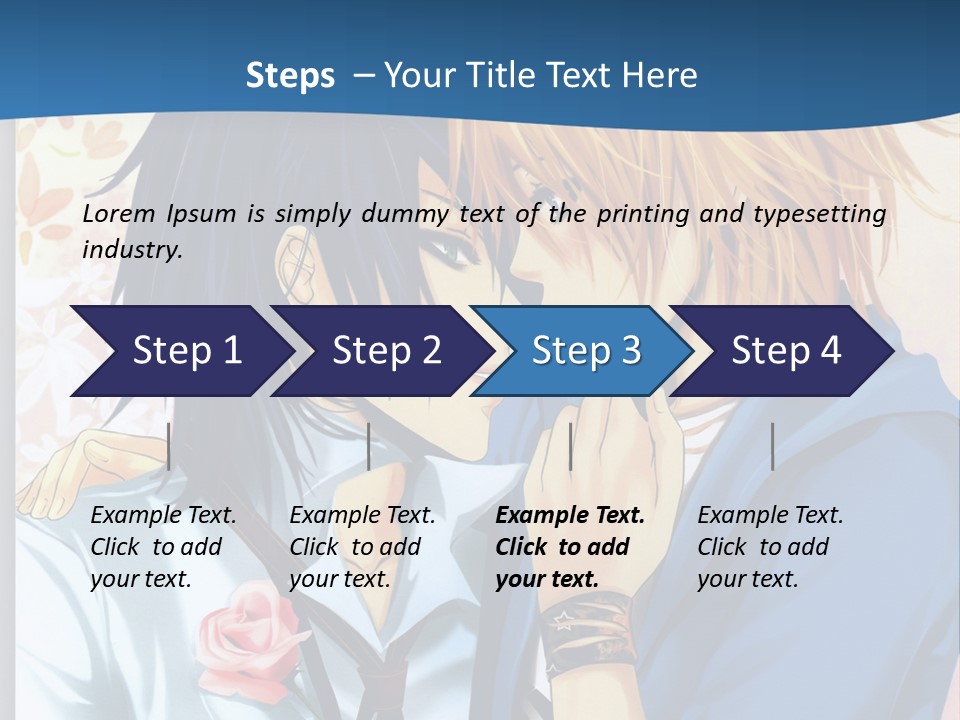 A Couple Of Anime Characters Kissing In Front Of A Blue Background PowerPoint Template