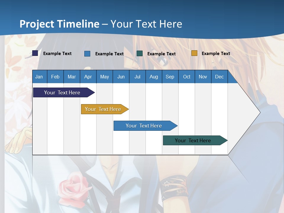 A Couple Of Anime Characters Kissing In Front Of A Blue Background PowerPoint Template