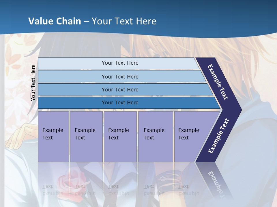 A Couple Of Anime Characters Kissing In Front Of A Blue Background PowerPoint Template
