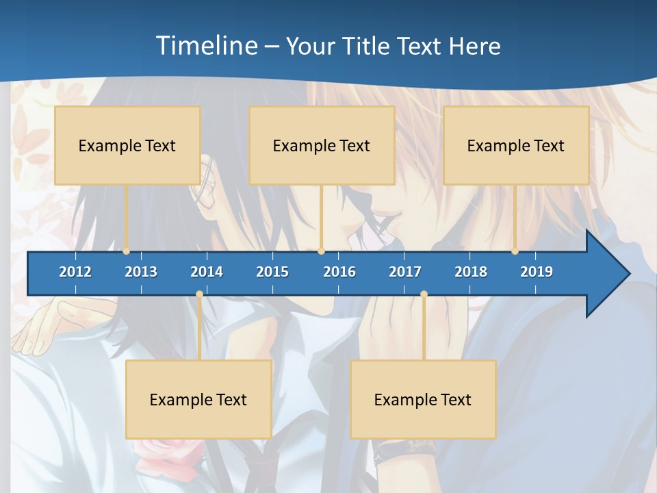A Couple Of Anime Characters Kissing In Front Of A Blue Background PowerPoint Template
