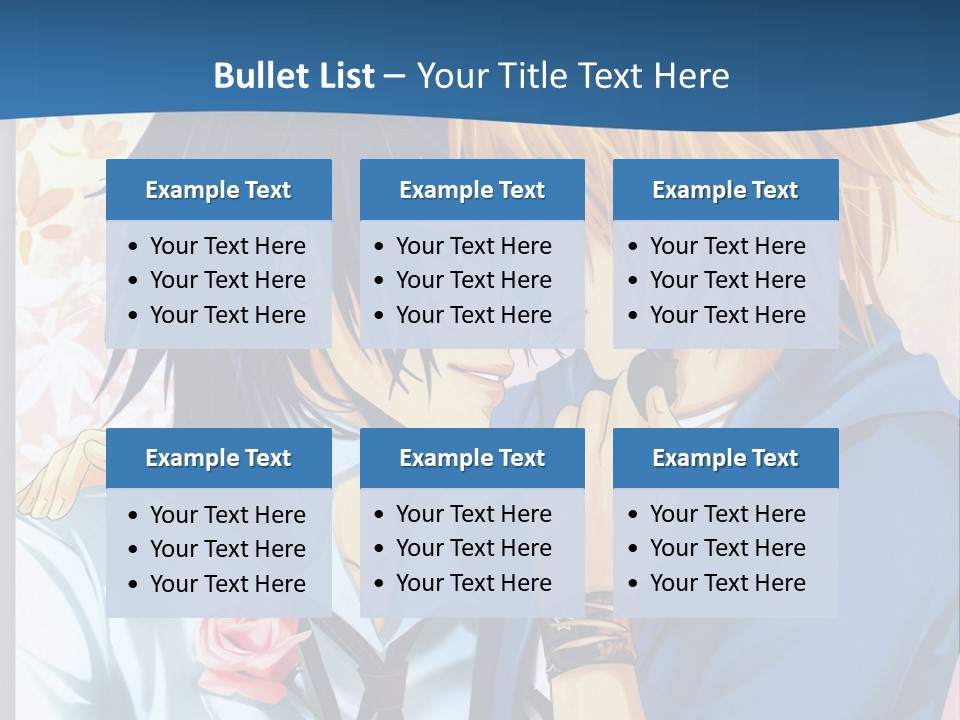 A Couple Of Anime Characters Kissing In Front Of A Blue Background PowerPoint Template
