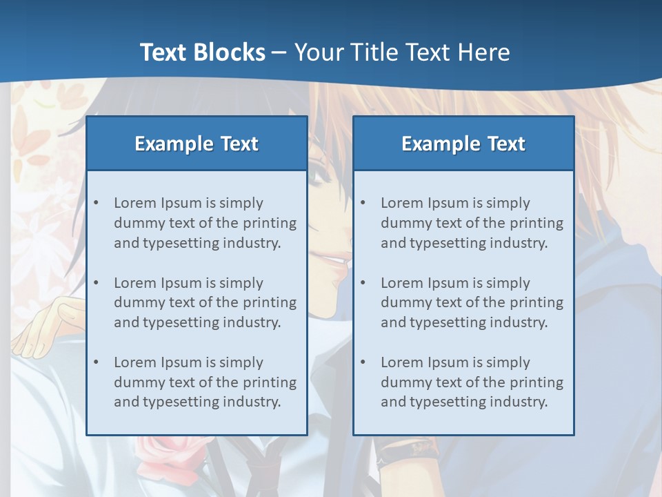 A Couple Of Anime Characters Kissing In Front Of A Blue Background PowerPoint Template