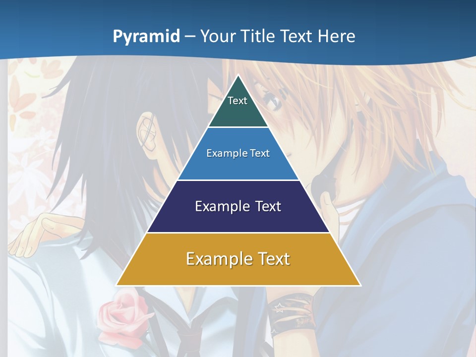 A Couple Of Anime Characters Kissing In Front Of A Blue Background PowerPoint Template