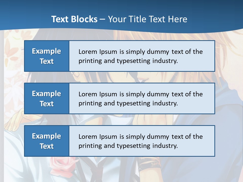 A Couple Of Anime Characters Kissing In Front Of A Blue Background PowerPoint Template