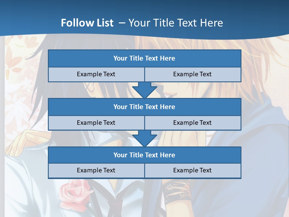 A Couple Of Anime Characters Kissing In Front Of A Blue Background PowerPoint Template