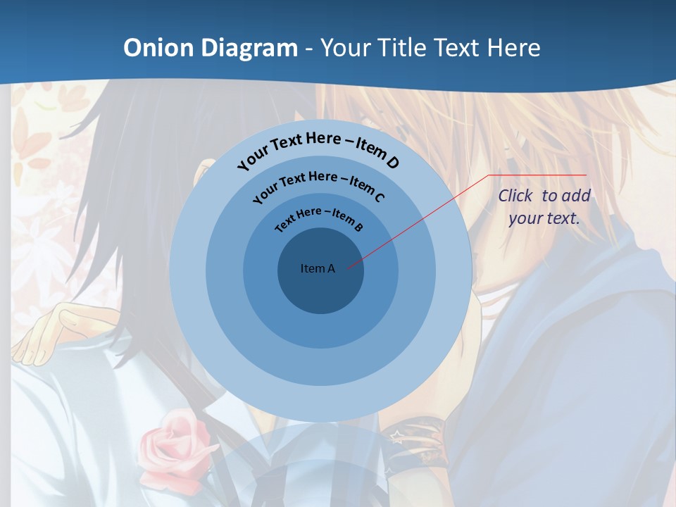 A Couple Of Anime Characters Kissing In Front Of A Blue Background PowerPoint Template
