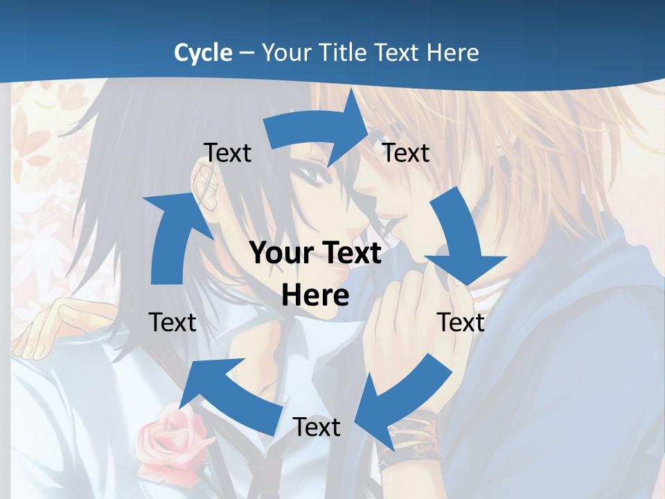 A Couple Of Anime Characters Kissing In Front Of A Blue Background PowerPoint Template