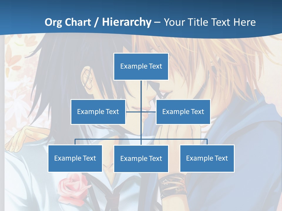 A Couple Of Anime Characters Kissing In Front Of A Blue Background PowerPoint Template