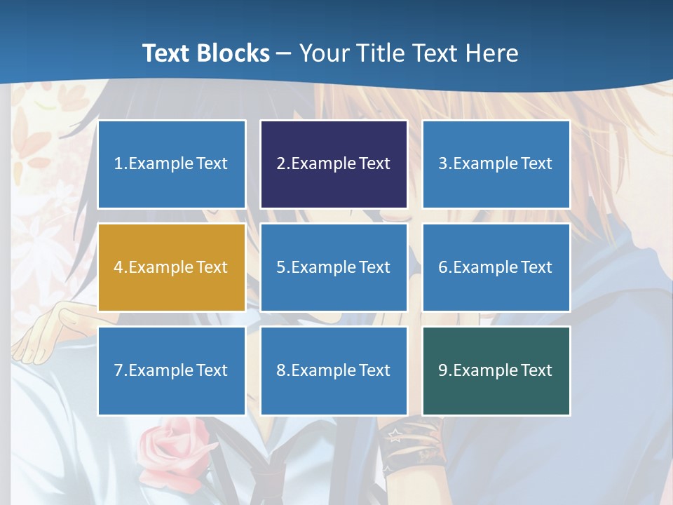A Couple Of Anime Characters Kissing In Front Of A Blue Background PowerPoint Template