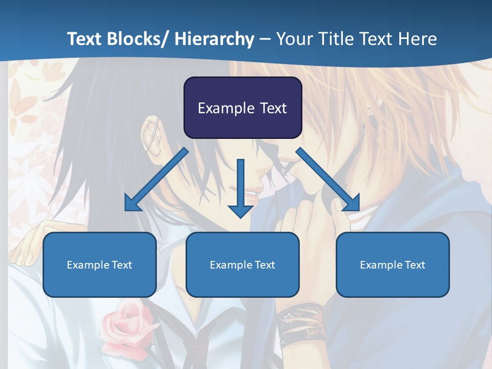 A Couple Of Anime Characters Kissing In Front Of A Blue Background PowerPoint Template