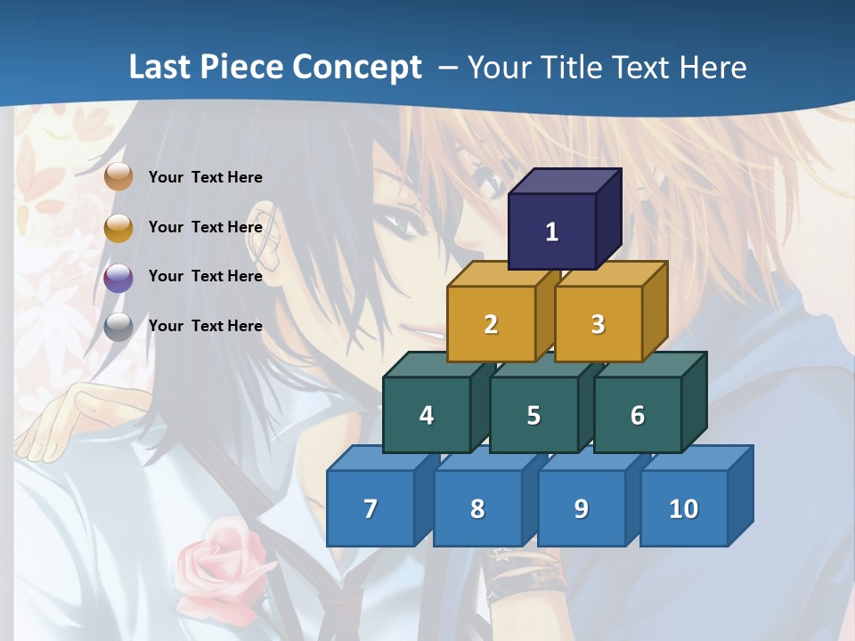 A Couple Of Anime Characters Kissing In Front Of A Blue Background PowerPoint Template