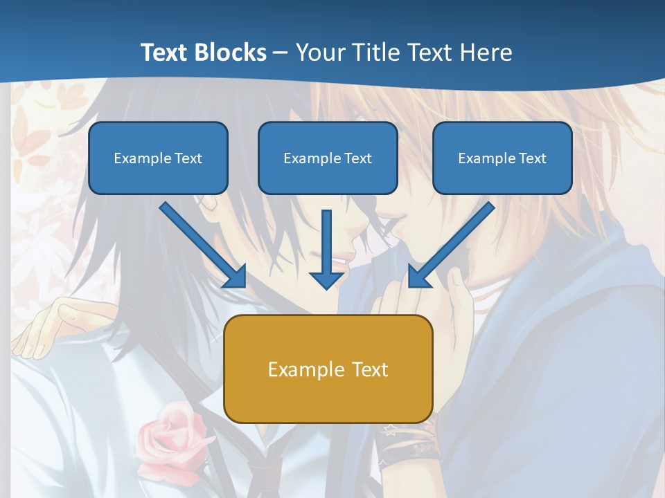 A Couple Of Anime Characters Kissing In Front Of A Blue Background PowerPoint Template