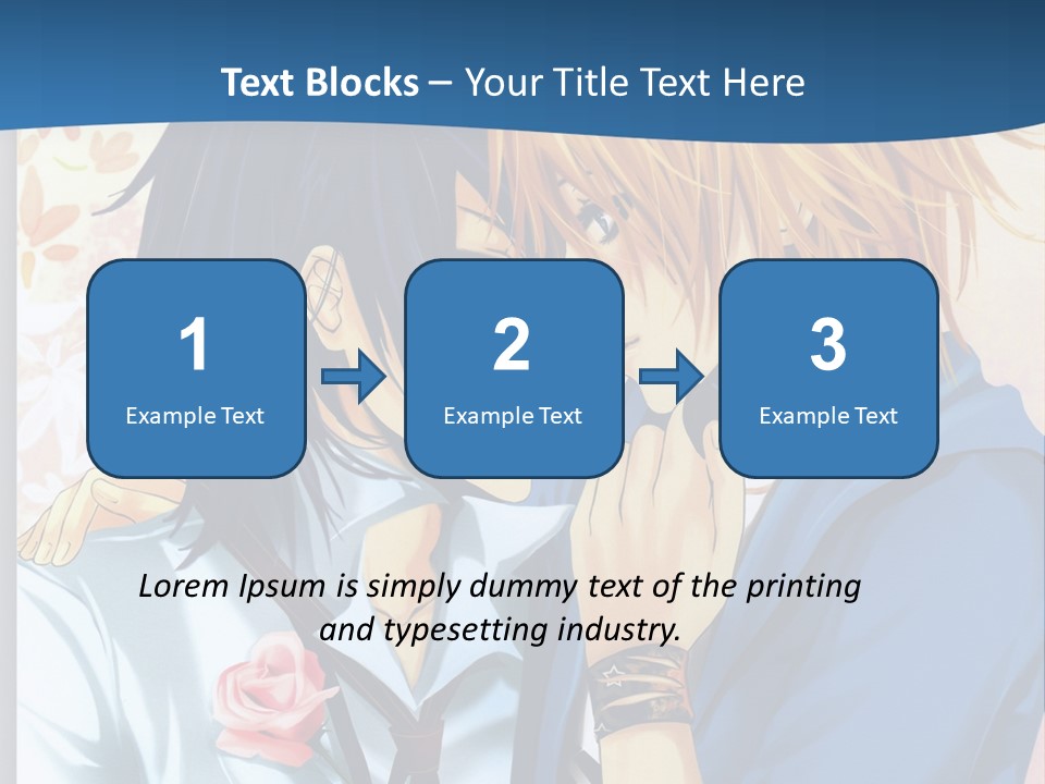 A Couple Of Anime Characters Kissing In Front Of A Blue Background PowerPoint Template