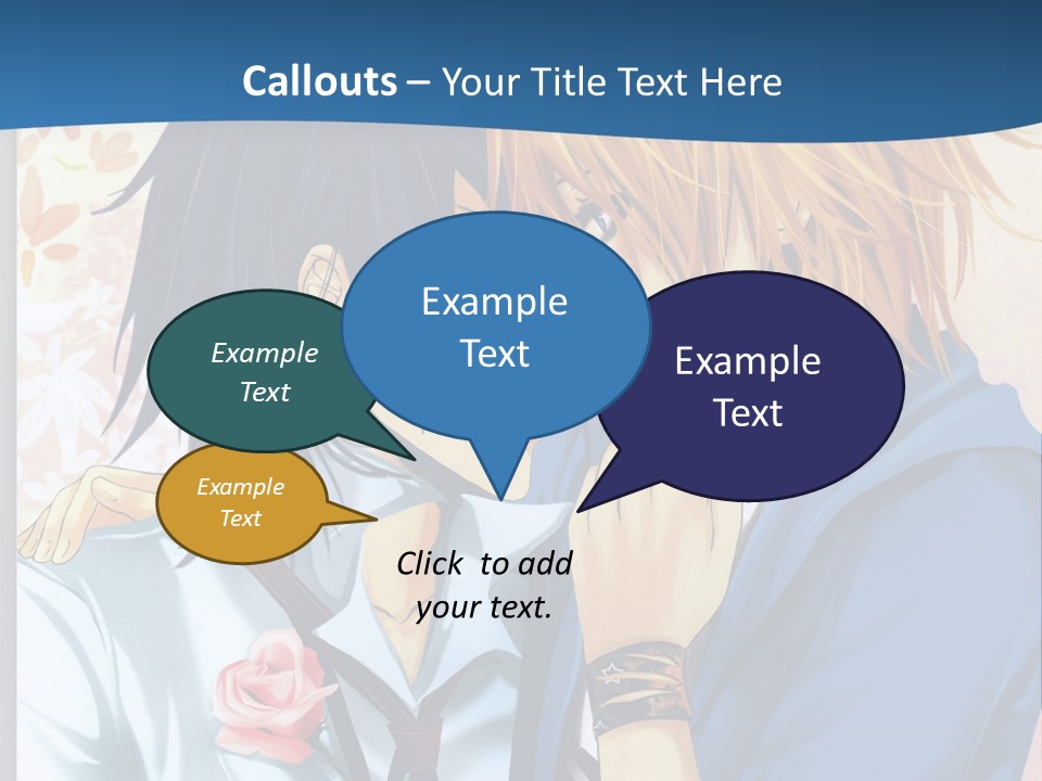 A Couple Of Anime Characters Kissing In Front Of A Blue Background PowerPoint Template