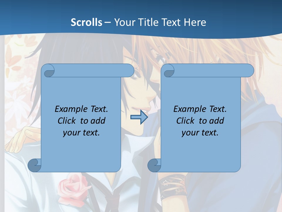 A Couple Of Anime Characters Kissing In Front Of A Blue Background PowerPoint Template