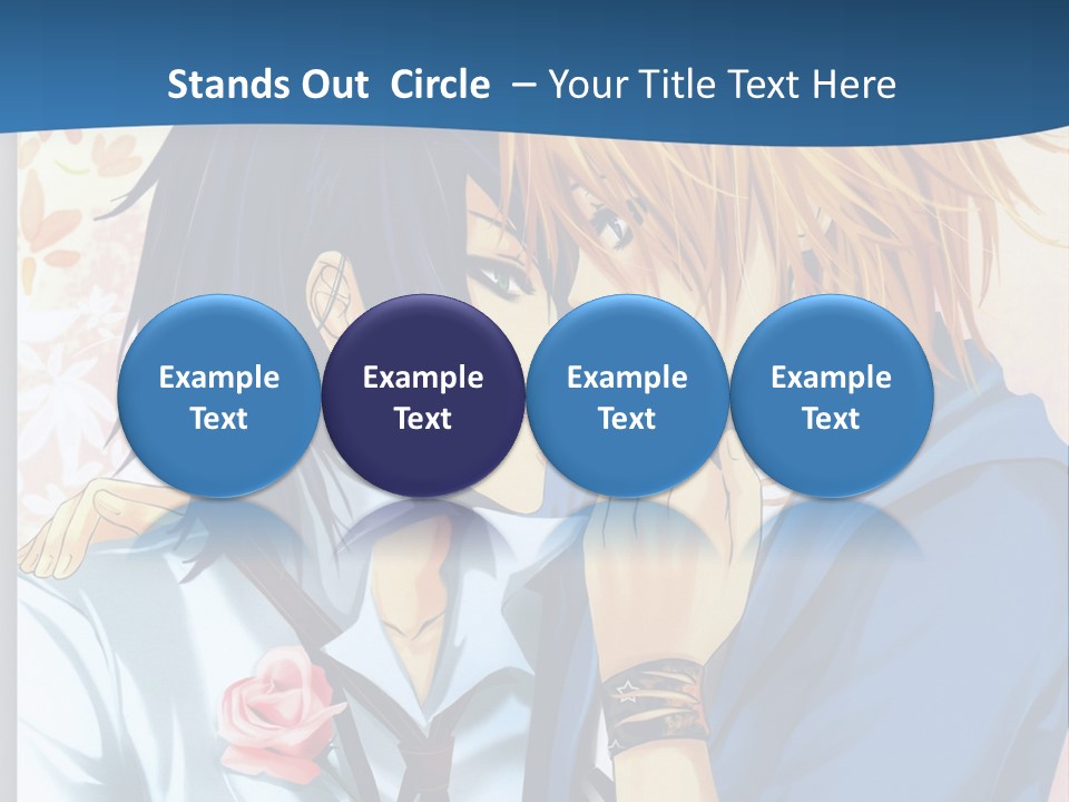 A Couple Of Anime Characters Kissing In Front Of A Blue Background PowerPoint Template