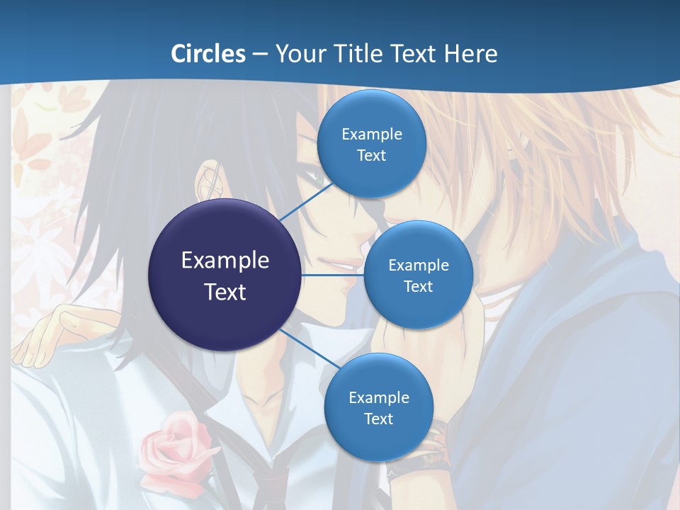 A Couple Of Anime Characters Kissing In Front Of A Blue Background PowerPoint Template