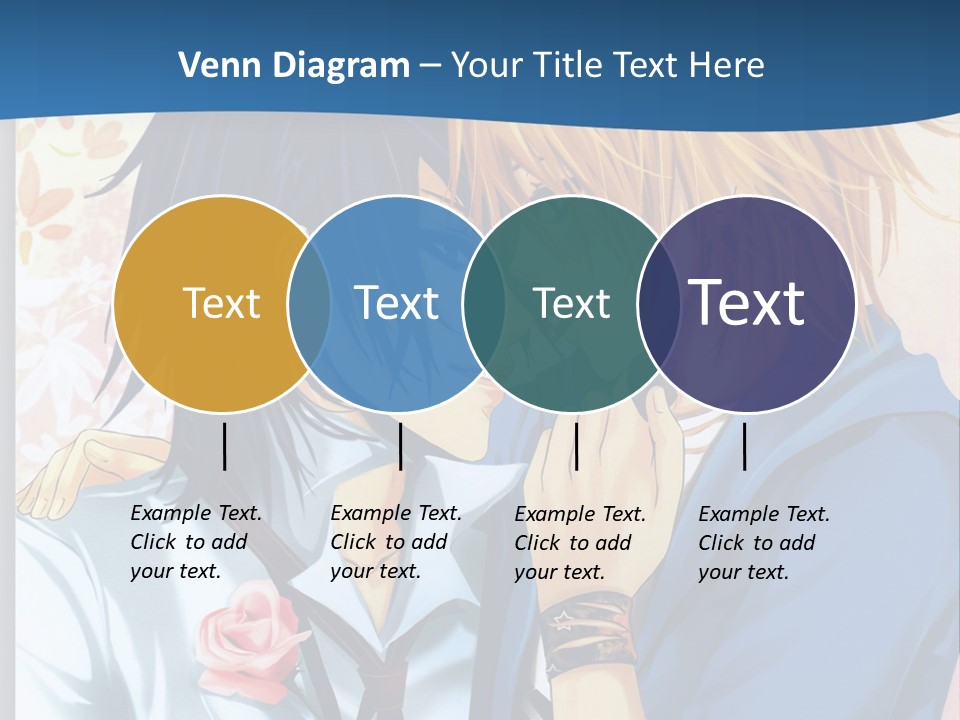A Couple Of Anime Characters Kissing In Front Of A Blue Background PowerPoint Template