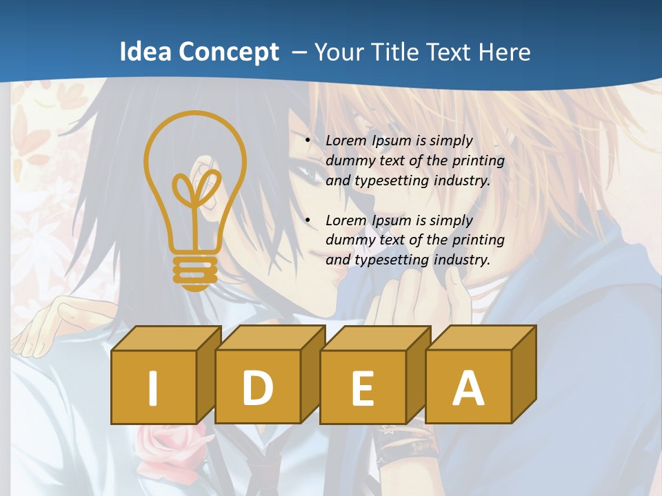 A Couple Of Anime Characters Kissing In Front Of A Blue Background PowerPoint Template