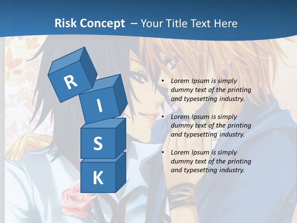 A Couple Of Anime Characters Kissing In Front Of A Blue Background PowerPoint Template